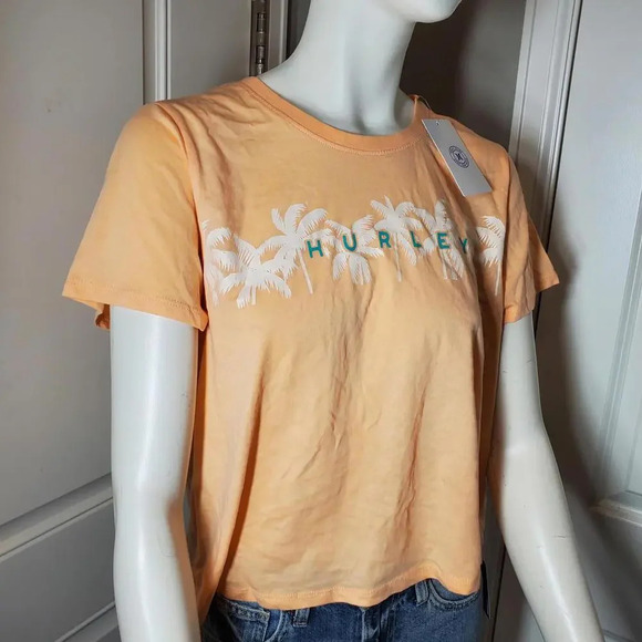 NWT Hurley Juniors' Size XL Palm Tree Casual Cropped T-Shirt - Picture 14 of 15
